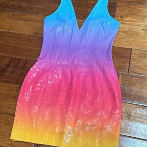Never worn. New! Ombre Sequin Mini Dress